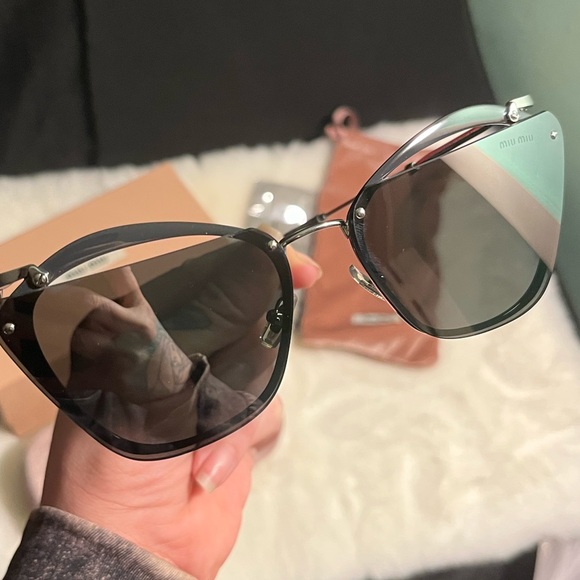 Miu Miu Sunglasses MU 54T 54TS KJW 7W1 Black Silver/Gray Women | New in Box NIB - Picture 3 of 11